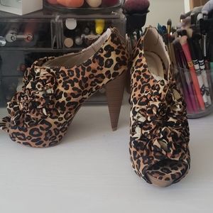 Charlotte Russe Brown Multi Leopard Open Toe Heels